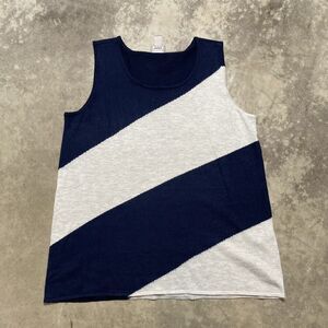 Chicos 1 Tank Top Womens sz M 8 Touch of‎ Cashmere Colorblock Navy Blue White